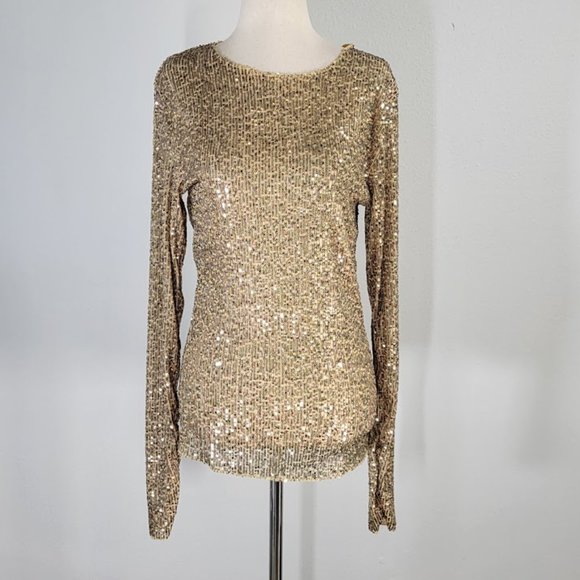 FREE PEOPLE INTIMATELY gold rush long sleeve top Sz M NEW - Picture 3 of 11